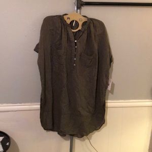 Free people olive and white stripped tunic
